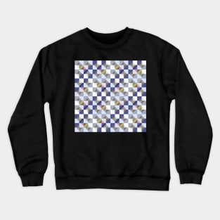 Mid Mod Checkerboard Blue Gold Crewneck Sweatshirt